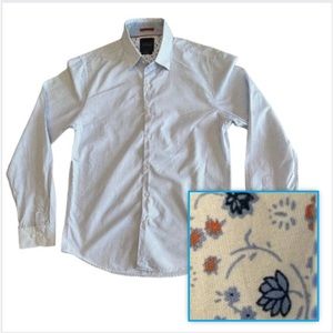 Cactus man, floral & dots, long sleeve button down shirt slim fit